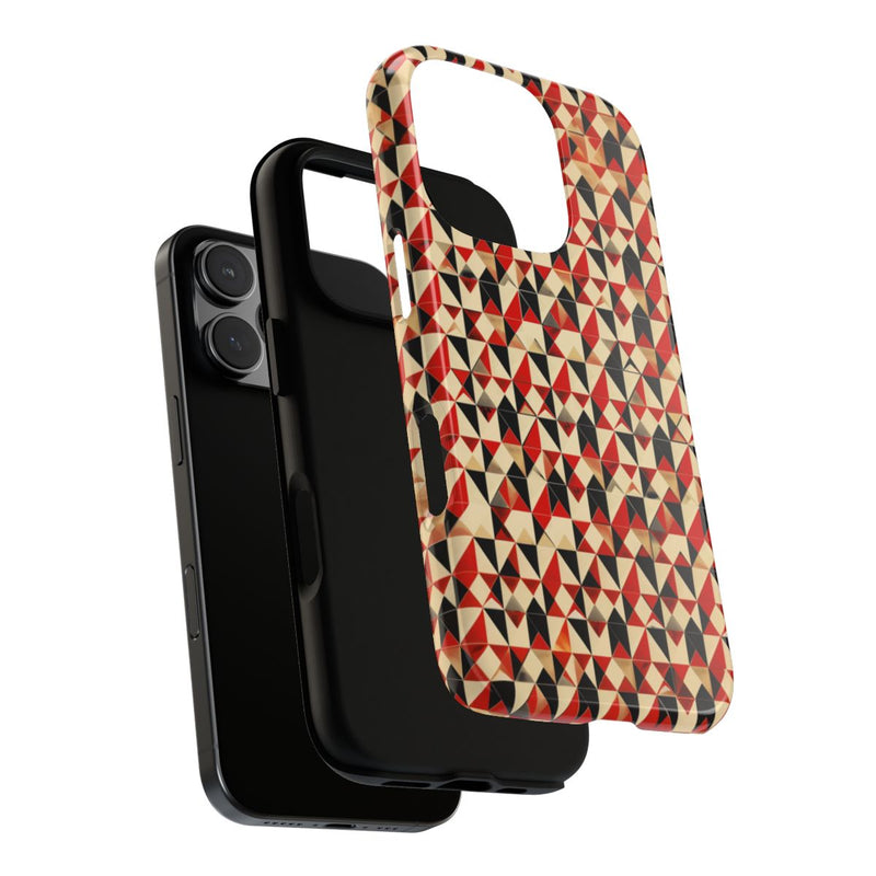 Geometrisch Abstract Patroon in Rood en Zwart
