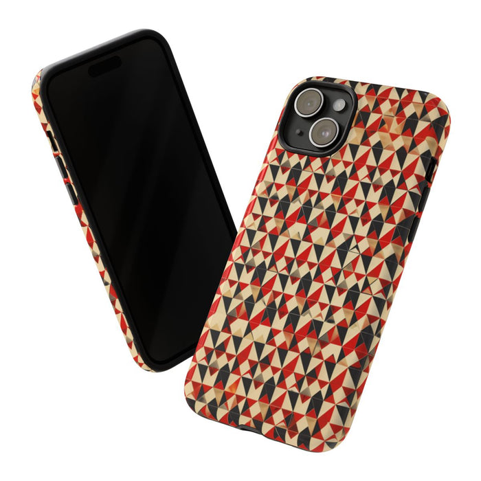 Geometrisch Abstract Patroon in Rood en Zwart