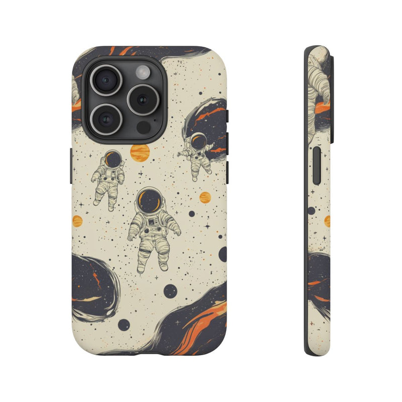Astronauten in de Ruimte met Oranje en Zwarte Nevel