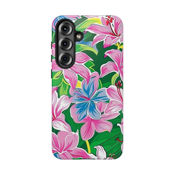 Roze en Blauwe Bloemenprint