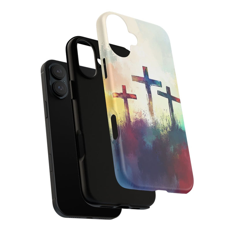 Drie Kruisen in Abstracte Waterverf