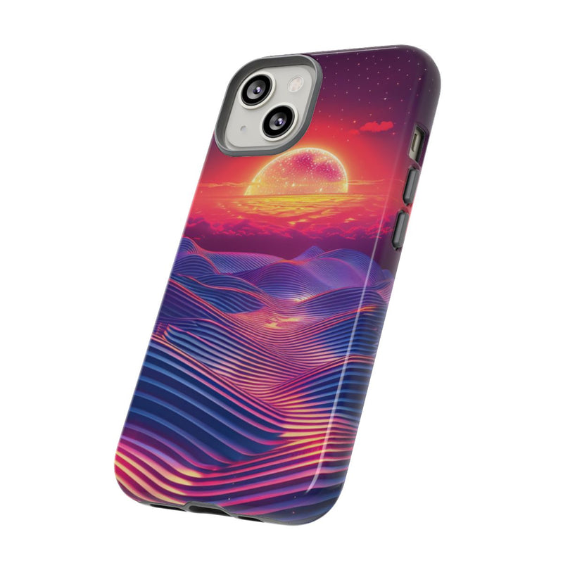 Levendige Zonsondergang met Abstracte Golven