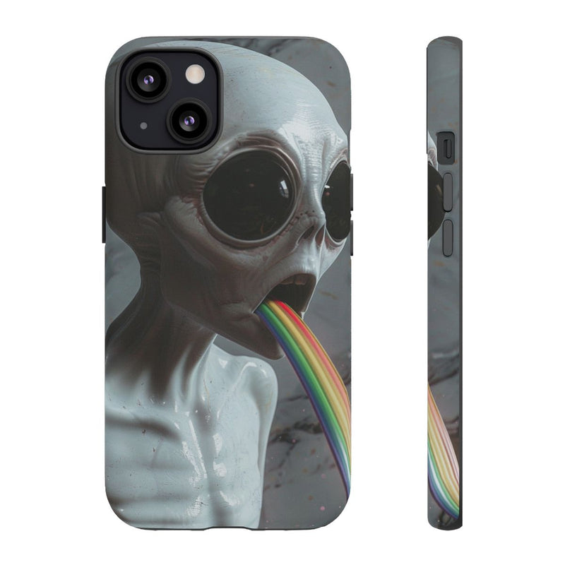Grijze Alien met Regenboogstraal