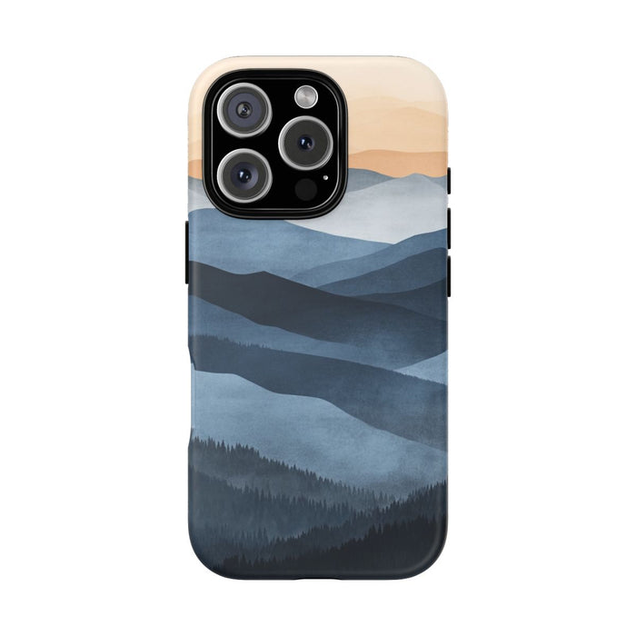 Gelaagd Berglandschap in Blauwe en Beige Tinten