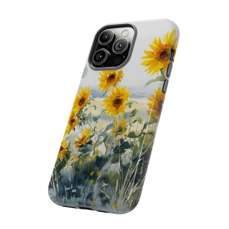 Gele Zonnebloemen in Pastelkleurig Landschap