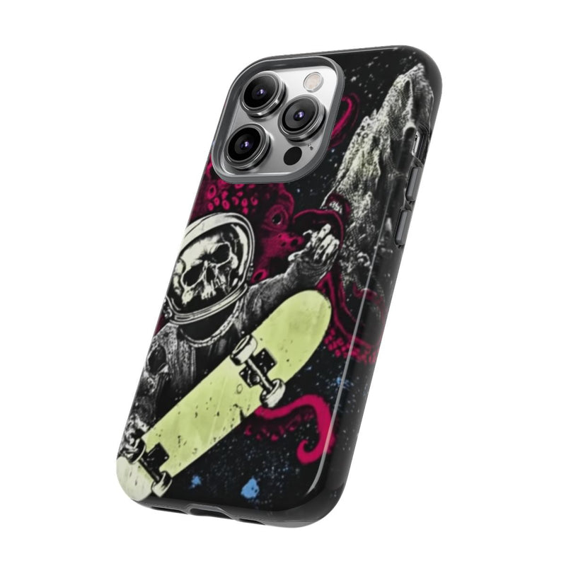 Schedel-Astronaut met Skateboard en Octopus