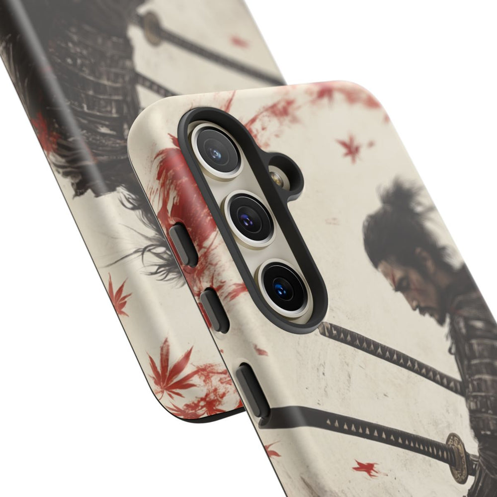 Samurai met Twee Katana’s en Rode Esdoornbladeren