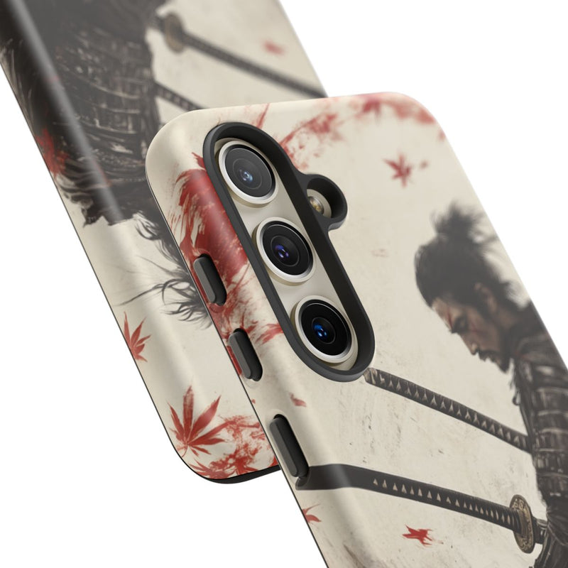 Samurai met Twee Katana’s en Rode Esdoornbladeren