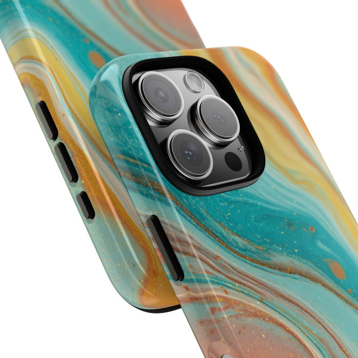 Oranje en Teal Marmer Abstract