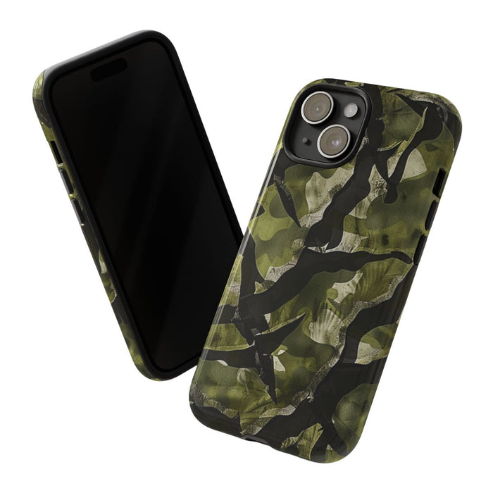Groen Camouflagepatroon met Zwarte Abstracte Vormen