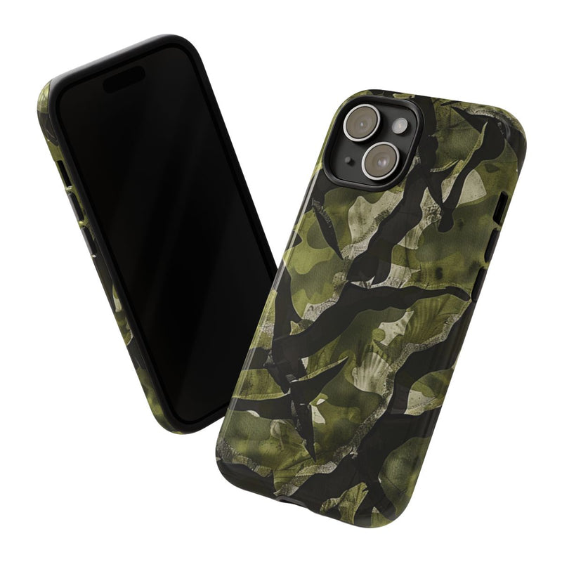 Groen Camouflagepatroon met Zwarte Abstracte Vormen