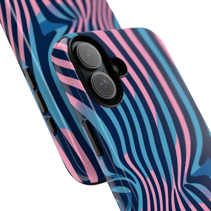 Golvend Blauw-Roze Optische Illusiepatroon