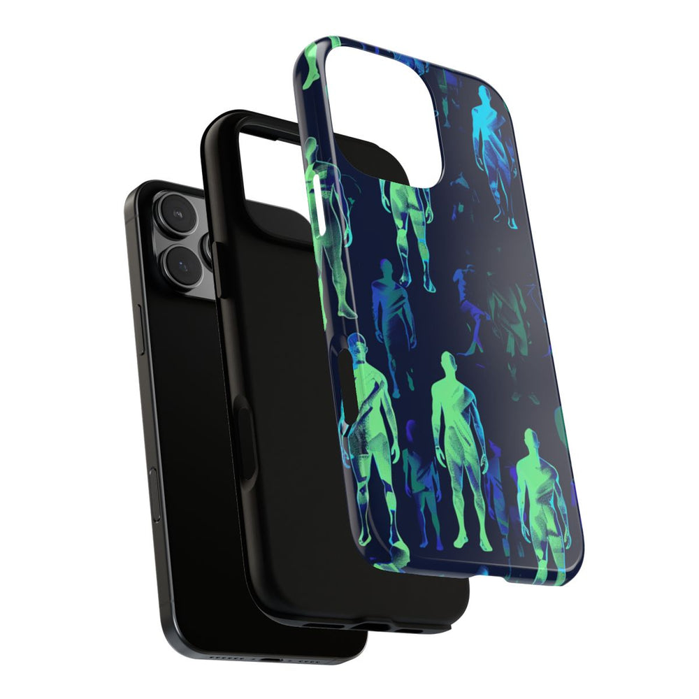 Blauw-Groene Neon Figurenpatroon