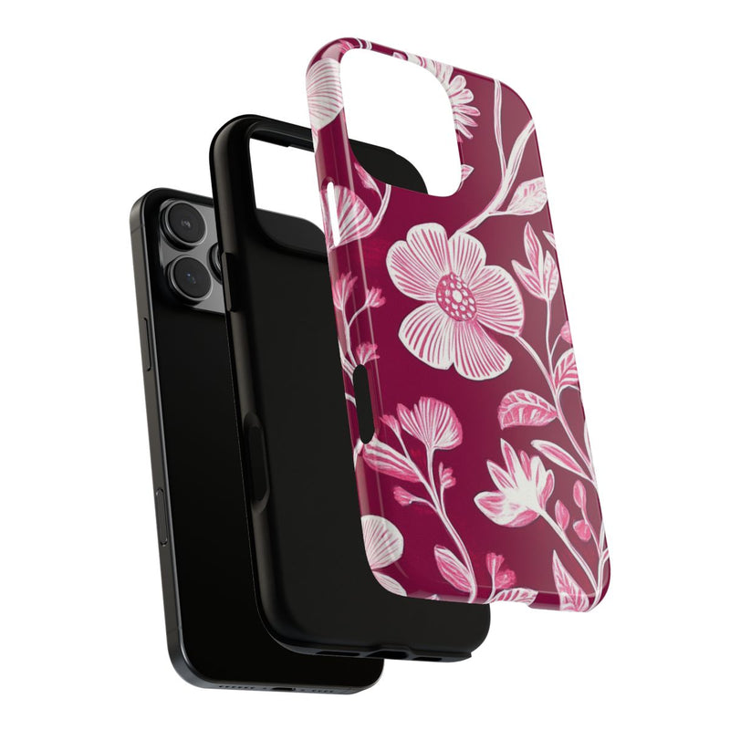 Roze en Witte Bloemenprint