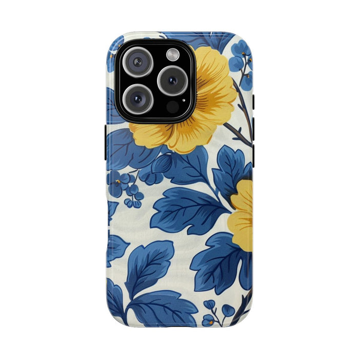 Blauw-Geel Bloemenpatroon