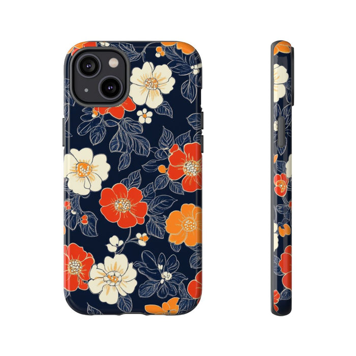 Oranje en Witte Bloemenprint