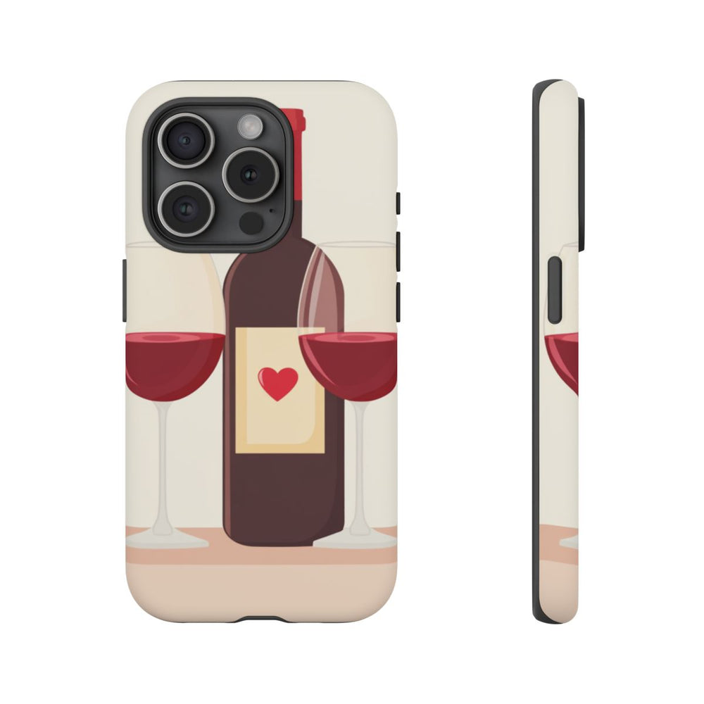 Rode Wijnfles en Twee Glazen Illustratie