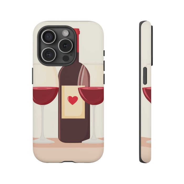 Rode Wijnfles en Twee Glazen Illustratie