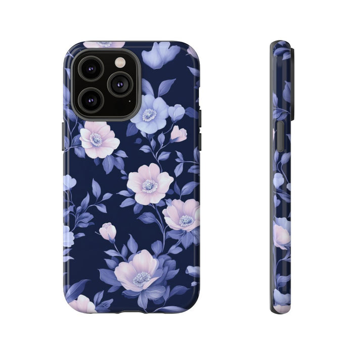 Elegant Blauw-Roze Bloemenpatroon