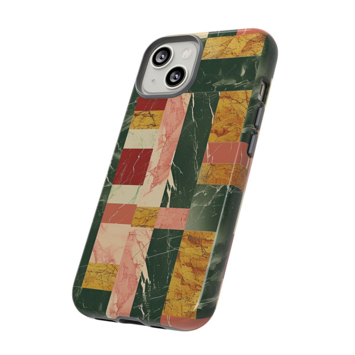 Retro Marmerpatroon in Geometrische Blokken