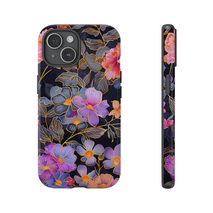 Levendig Bloemenpatroon op Glanzend Stevig Hoesje