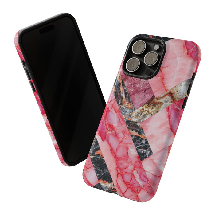 Roze en Zwart Geometrisch Marmerpatroon