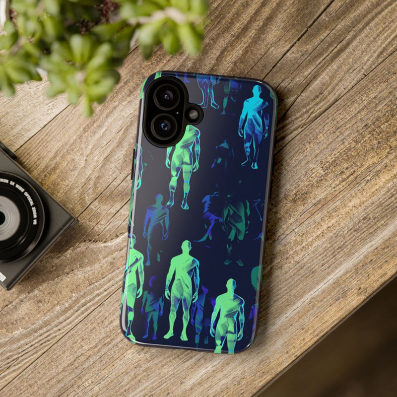 Blauw-Groene Neon Figurenpatroon