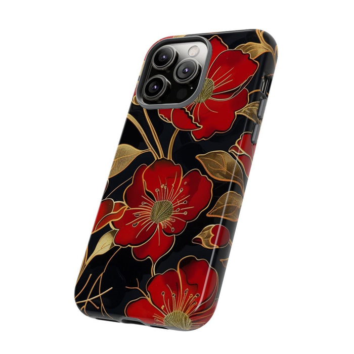 Rood-Gouden Bloemenpatroon