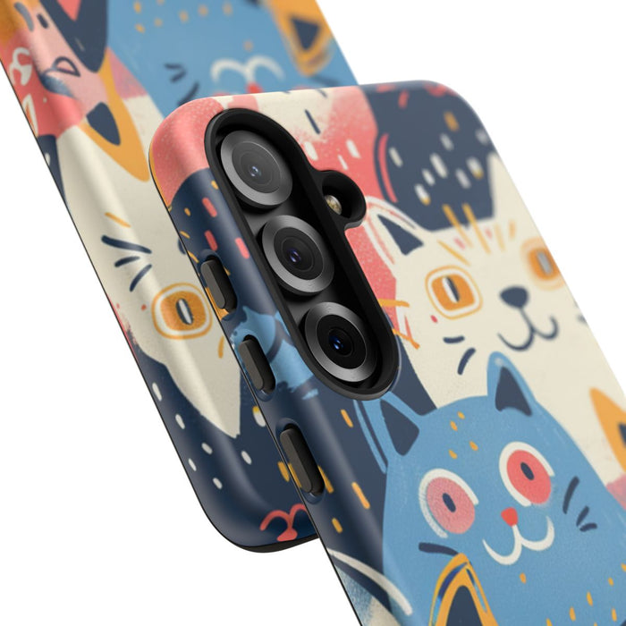 Vrolijk Kattenpatroon in Kleurrijke Illustratie