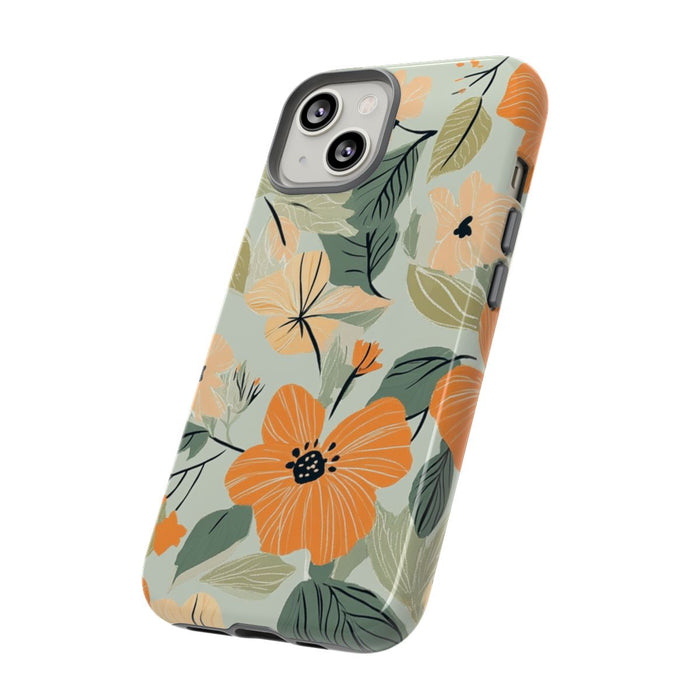 Oranje en Perzik Bloemenpatroon