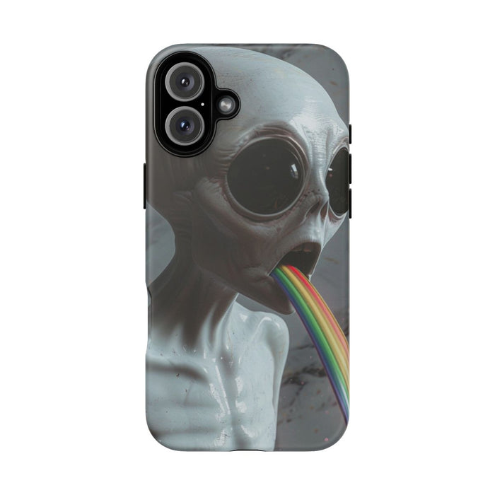Grijze Alien met Regenboogstraal