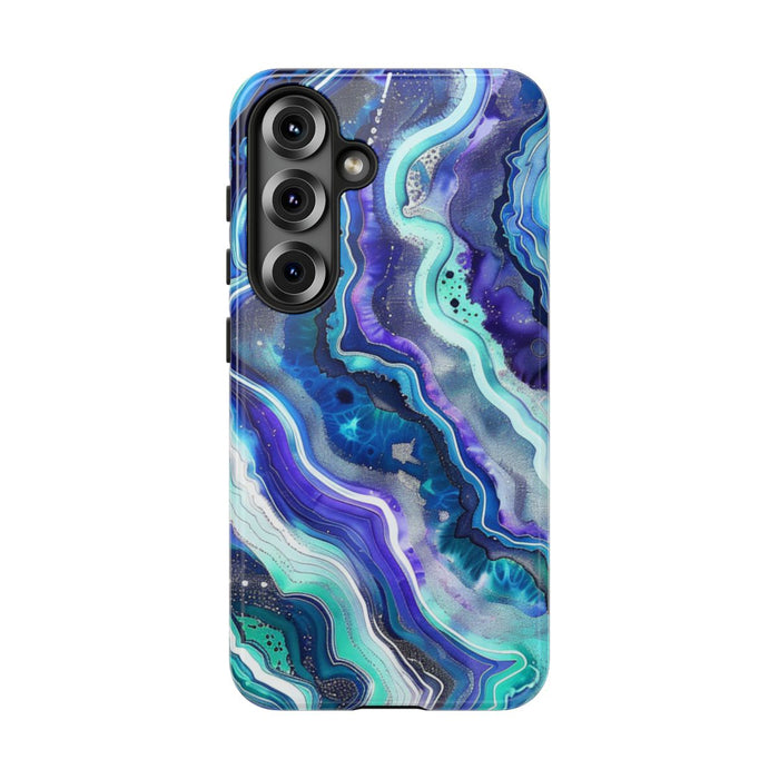 Blauw en Turquoise Geode Wervelpatroon
