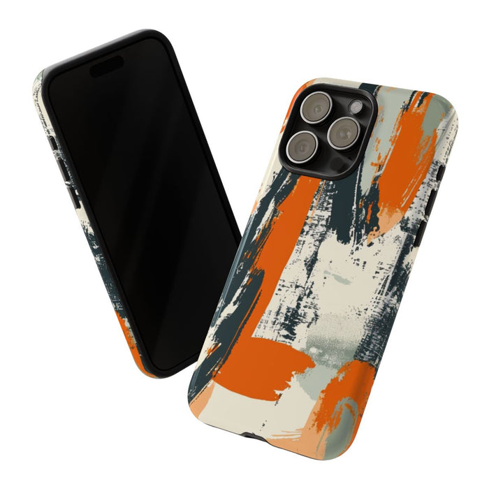 Abstract Oranje-Zwart Penseelstrepenpatroon