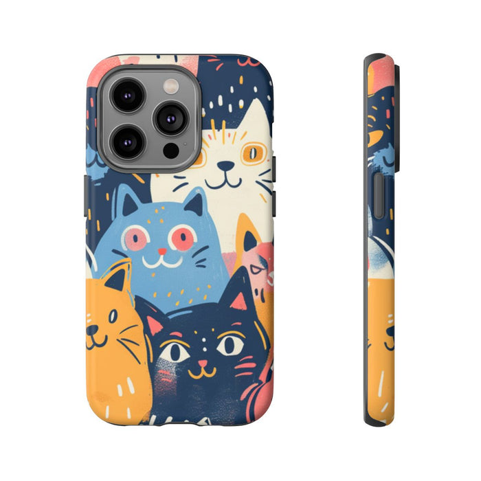 Vrolijk Kattenpatroon in Kleurrijke Illustratie