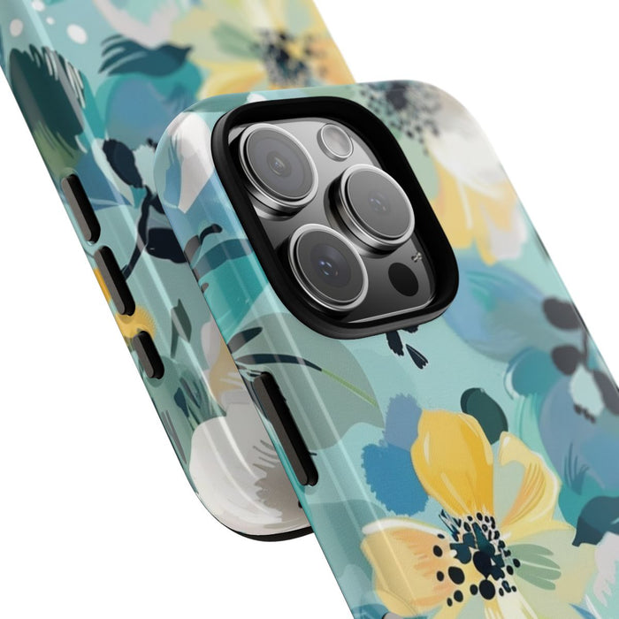 Turquoise Bloemenpatroon met Stippen