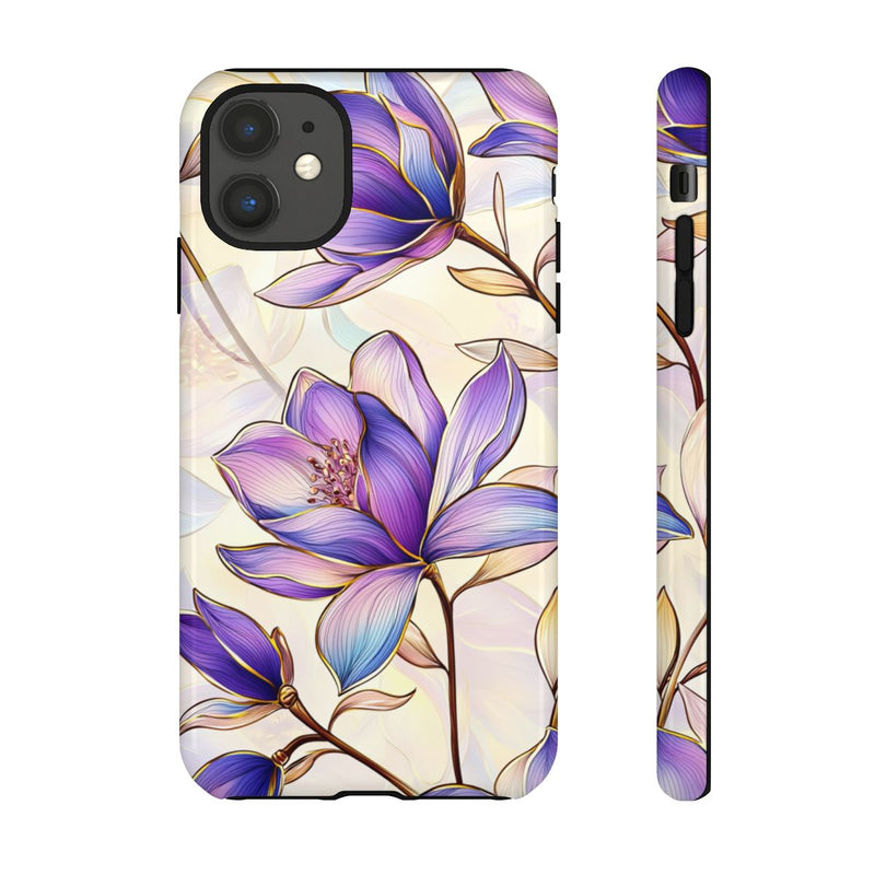 Paarse Magnolia's met Bloemenpatroon