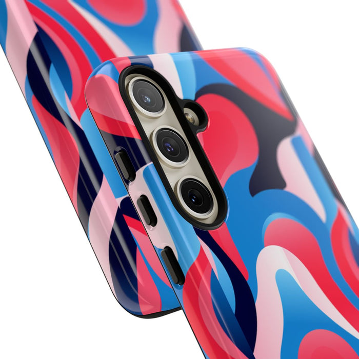 Blauw-Rood Abstract Golvend Patroon