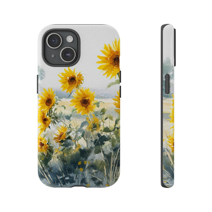 Gele Zonnebloemen in Pastelkleurig Landschap