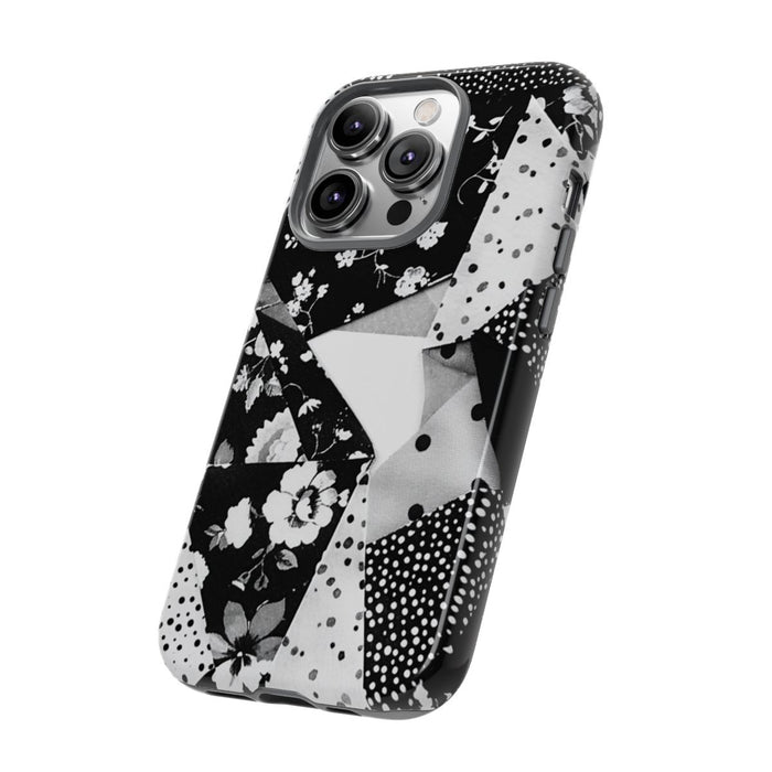 Monochrome Bloemen- en Polkadot Patchwork