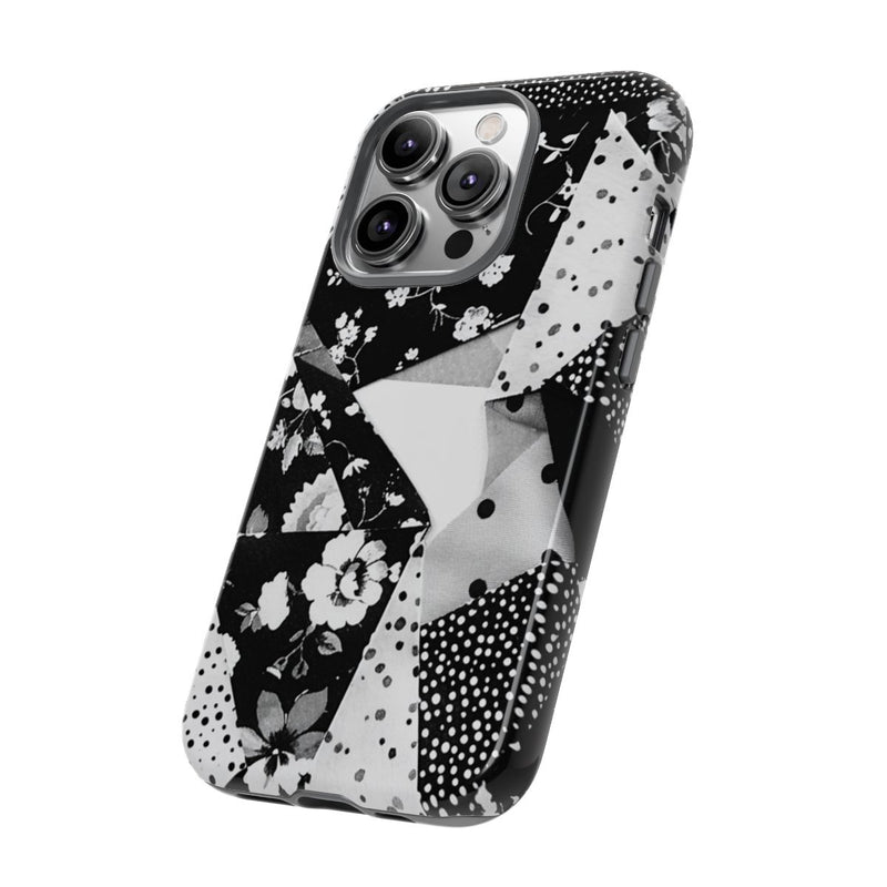 Monochrome Bloemen- en Polkadot Patchwork