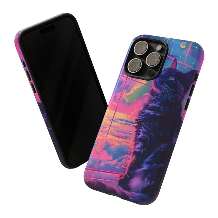 Lofi Vaporwave Kat met Neonlucht