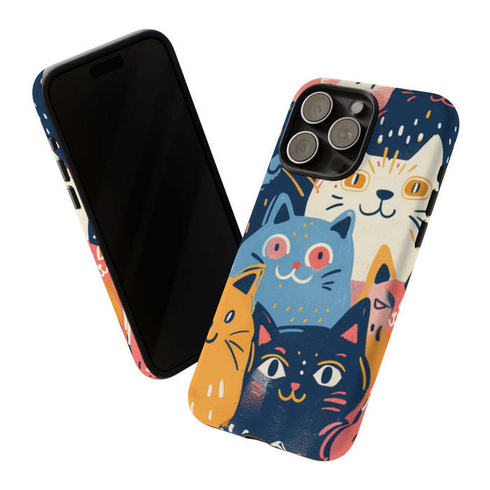 Vrolijk Kattenpatroon in Kleurrijke Illustratie