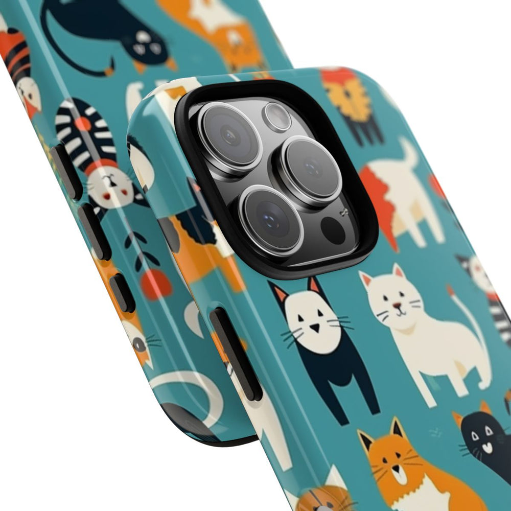 Kleurrijk Kattenpatroon op Glanzend Stevig Hoesje