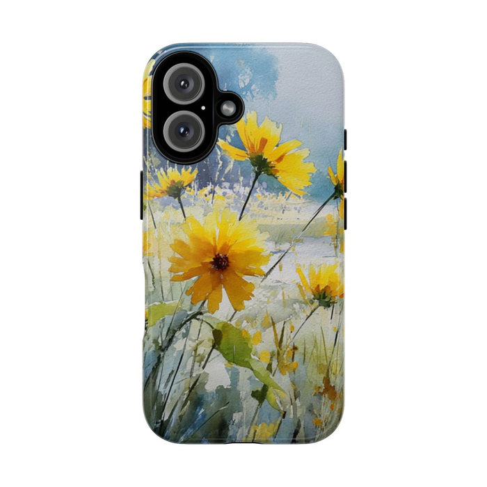Gele Zonnebloemen in Pastelkleurig Landschap