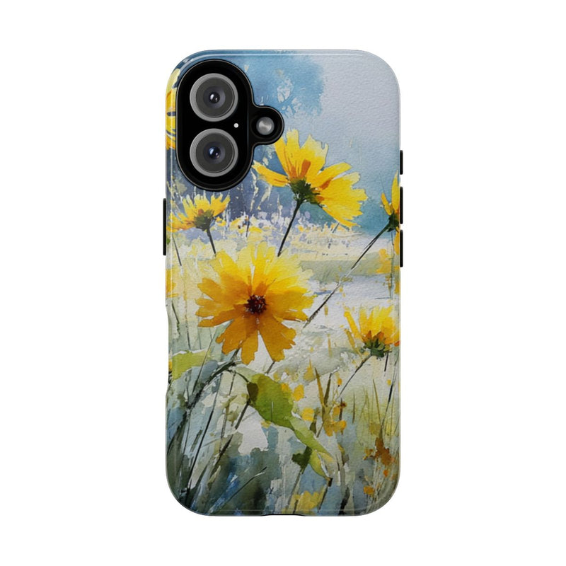 Gele Zonnebloemen in Pastelkleurig Landschap