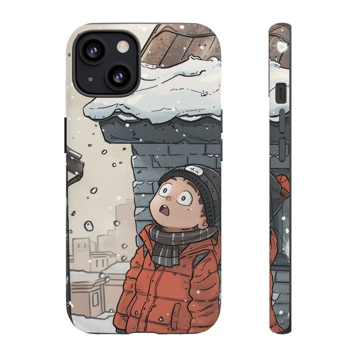 Chibi Wintertafereel met Besneeuwd Dak