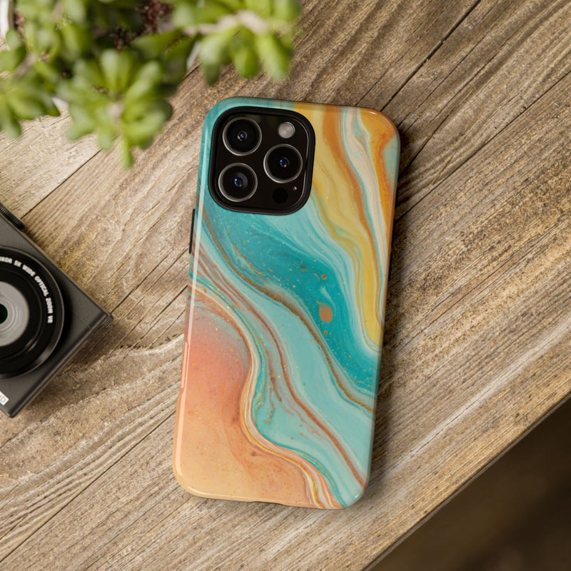Oranje en Teal Marmer Abstract