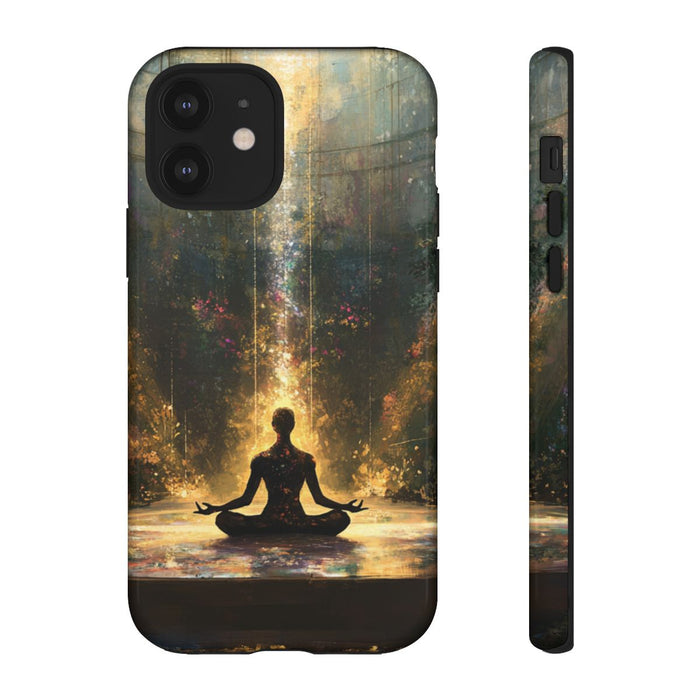 Mediterende Silhouet met Stralend Licht