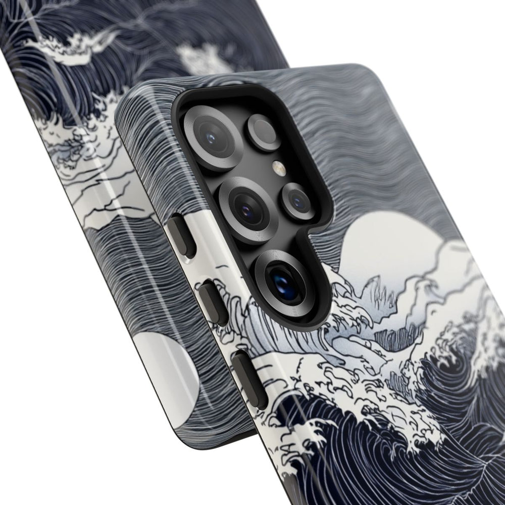 Monochrome Oceaangolven met Maan