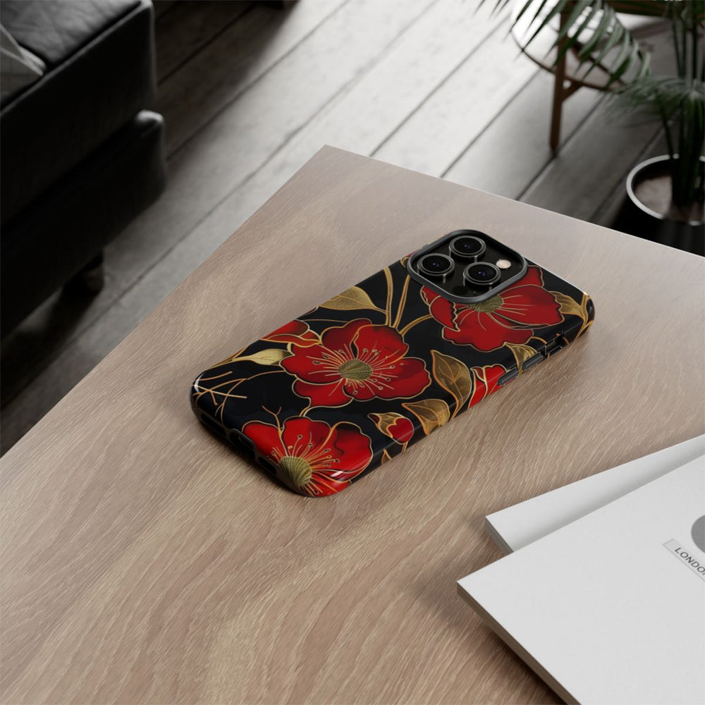 Rood-Gouden Bloemenpatroon